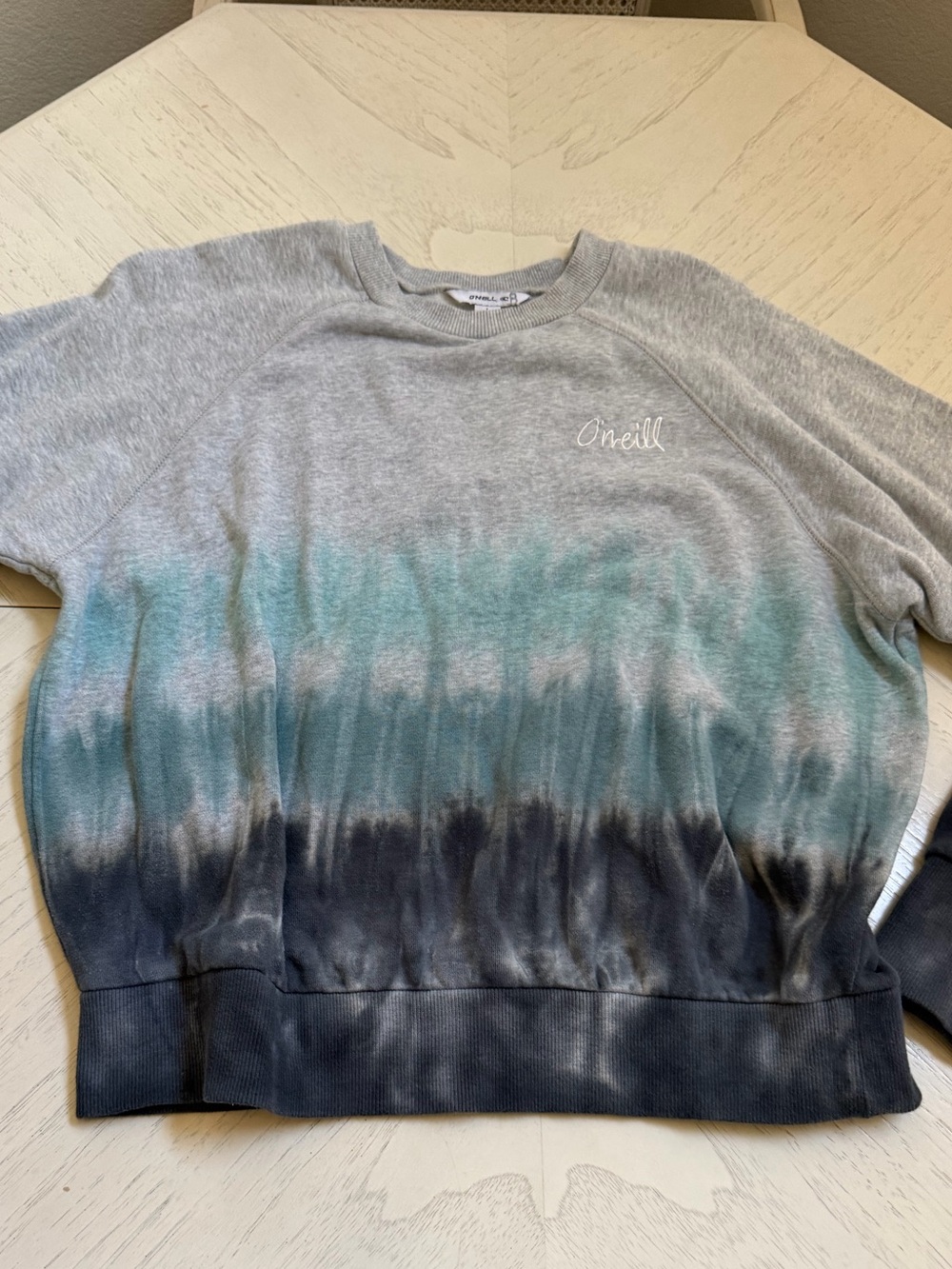 O'Neill Women's Tie Dye Sweatshirt Crewneck Pullover Coastal Gray Blue SZ M Surf